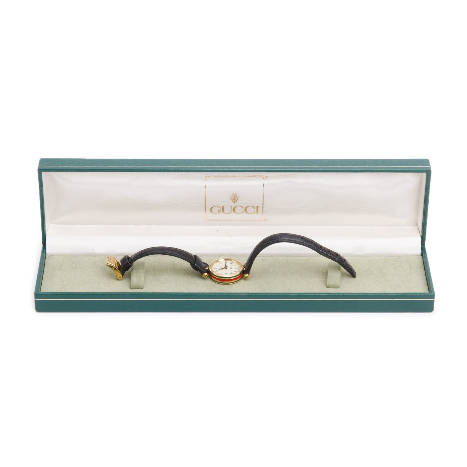 Gucci Vintage Gold Plated Stainless Steel Stack 22 MM 2000L Series Quartz Watch White Dial w/ Box