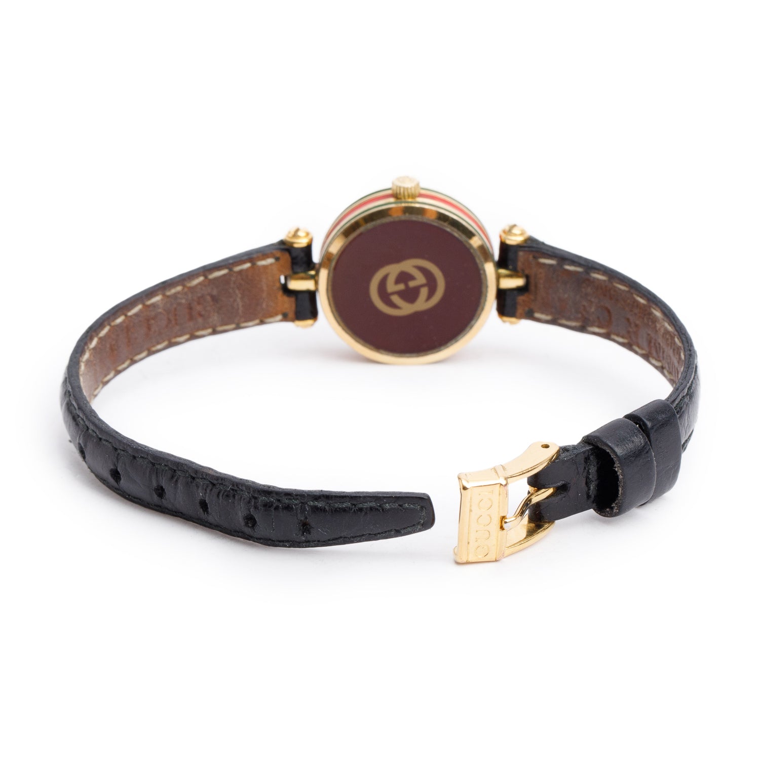 Gucci Vintage Gold Plated Stainless Steel Stack 22 MM 2000L Series Quartz Watch White Dial w/ Box