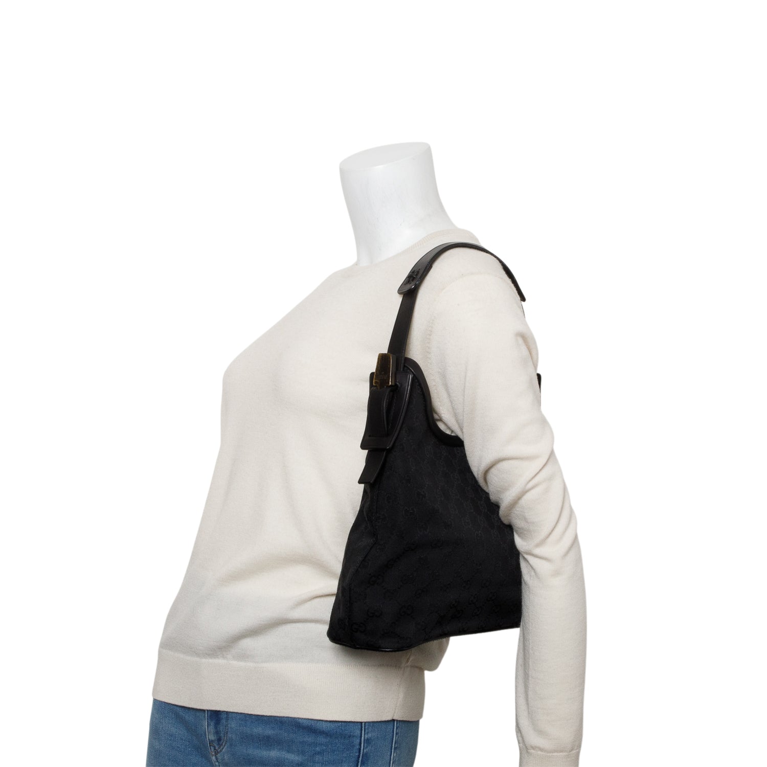 Gucci Black Monogram GG Shoulder Bag