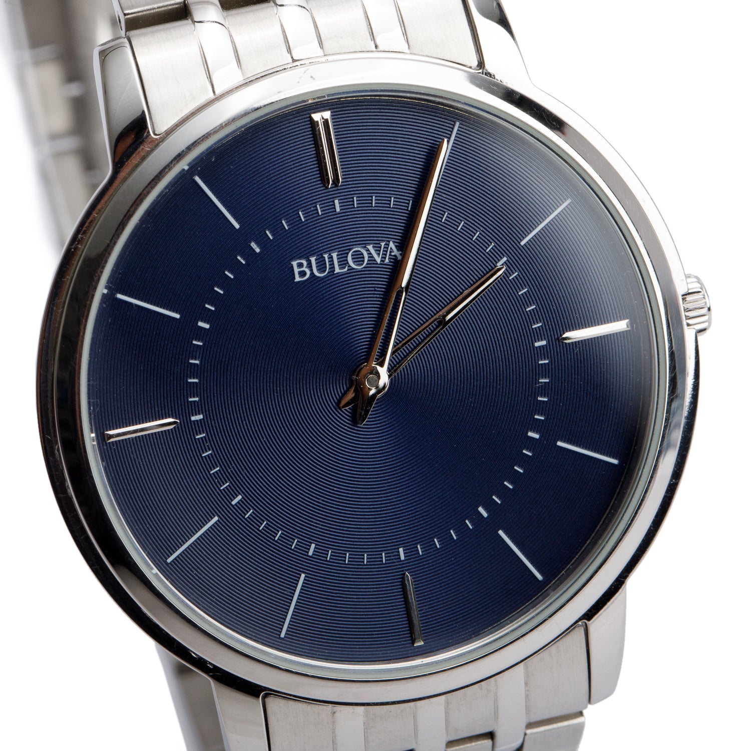 Bulova 2022 Stainless Steel Classic 40 MM Quartz Watch Blue Dial 96A188 w/ Box & Papers