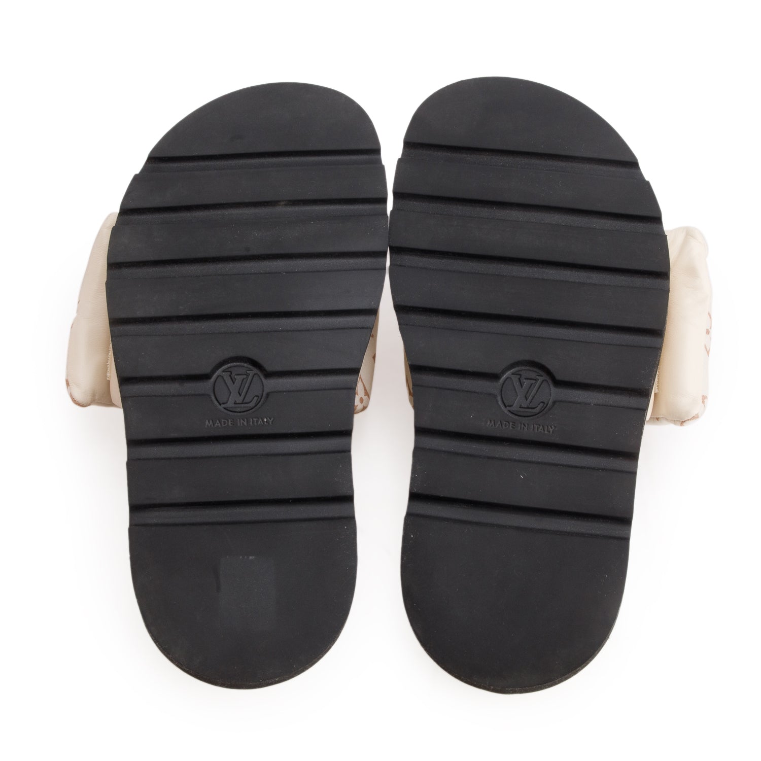 Louis Vuitton 2023 Creme Monogram Pool Pillow Flat Comfort Mule, Size 38 w/ Box