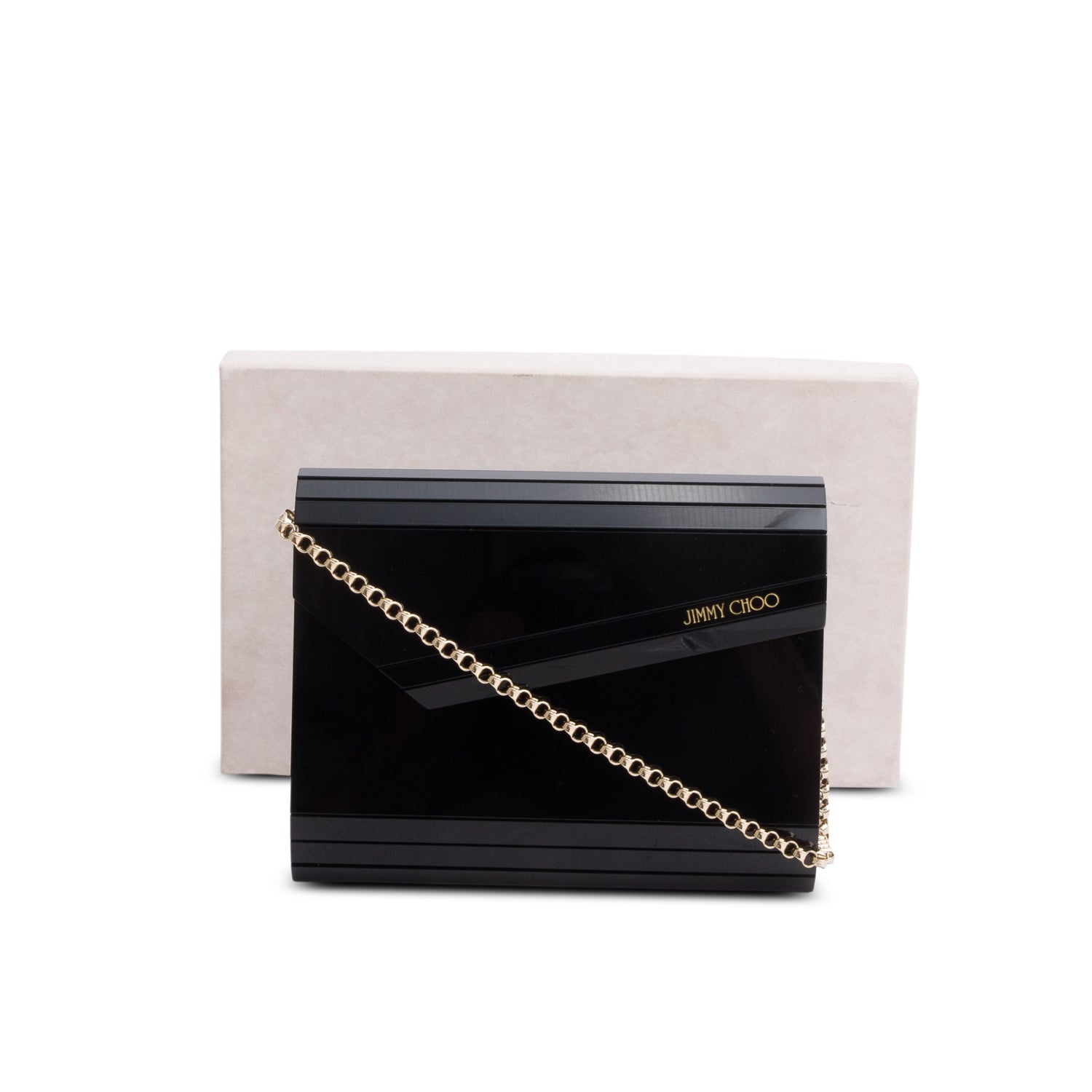 Jimmy Choo Black Acrylic Candy Clutch w/ Box