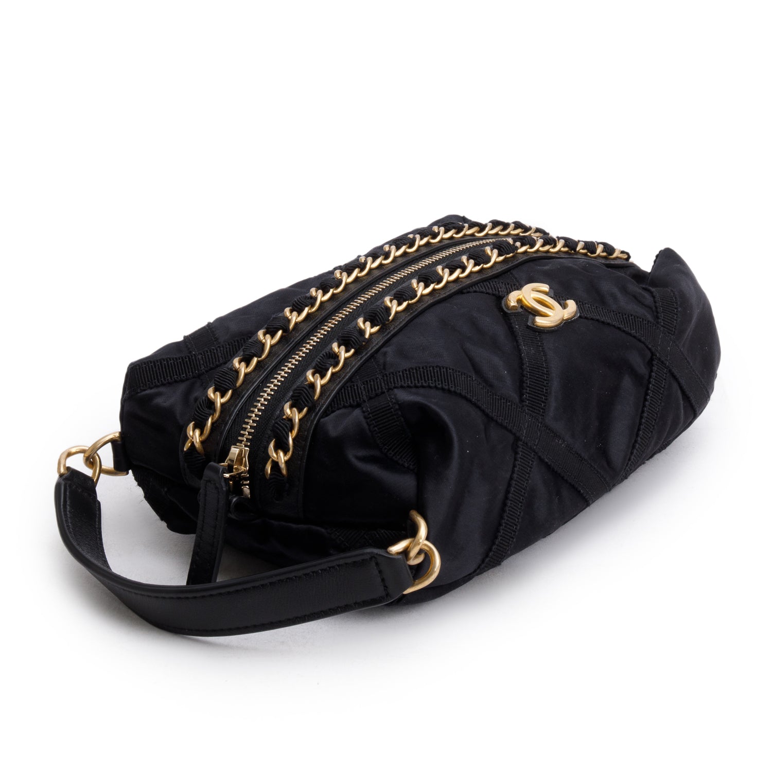 Chanel 2021 Black Nylon Grosgrain Lifestyle Pouch w/ Sleep Mask & Authenticity Card