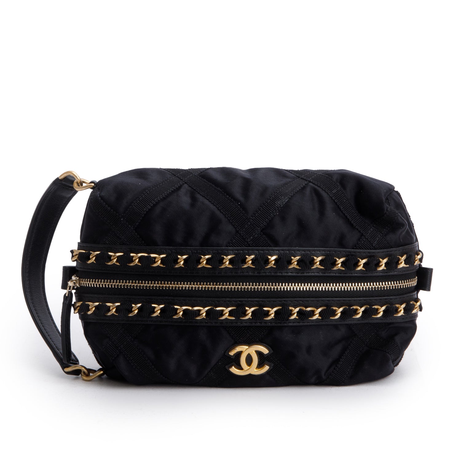 Chanel 2021 Black Nylon Grosgrain Lifestyle Pouch w/ Sleep Mask & Authenticity Card