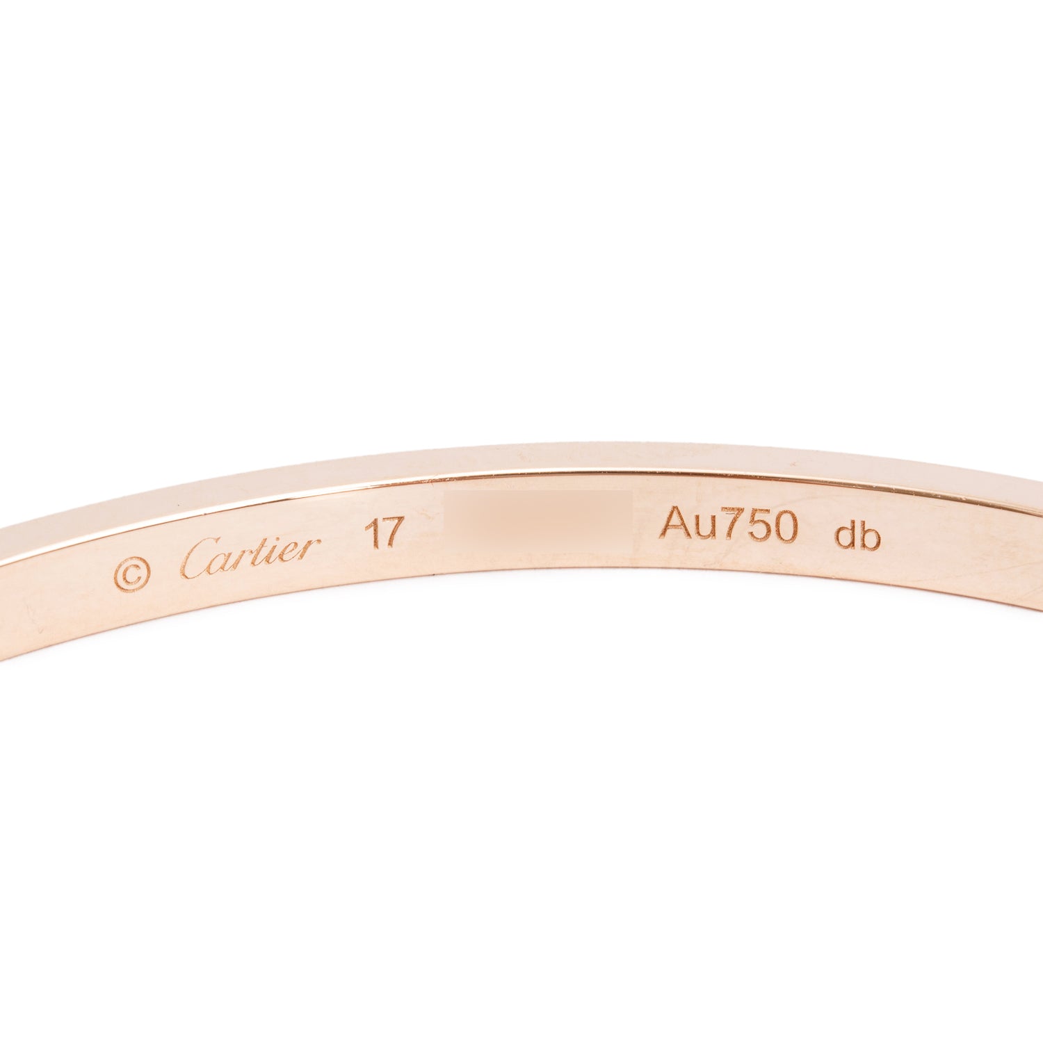 Cartier 2021 18k Rose Gold 3.65 MM Love Bracelet, Small Model, Size 17 w/ Pouch & Certificate