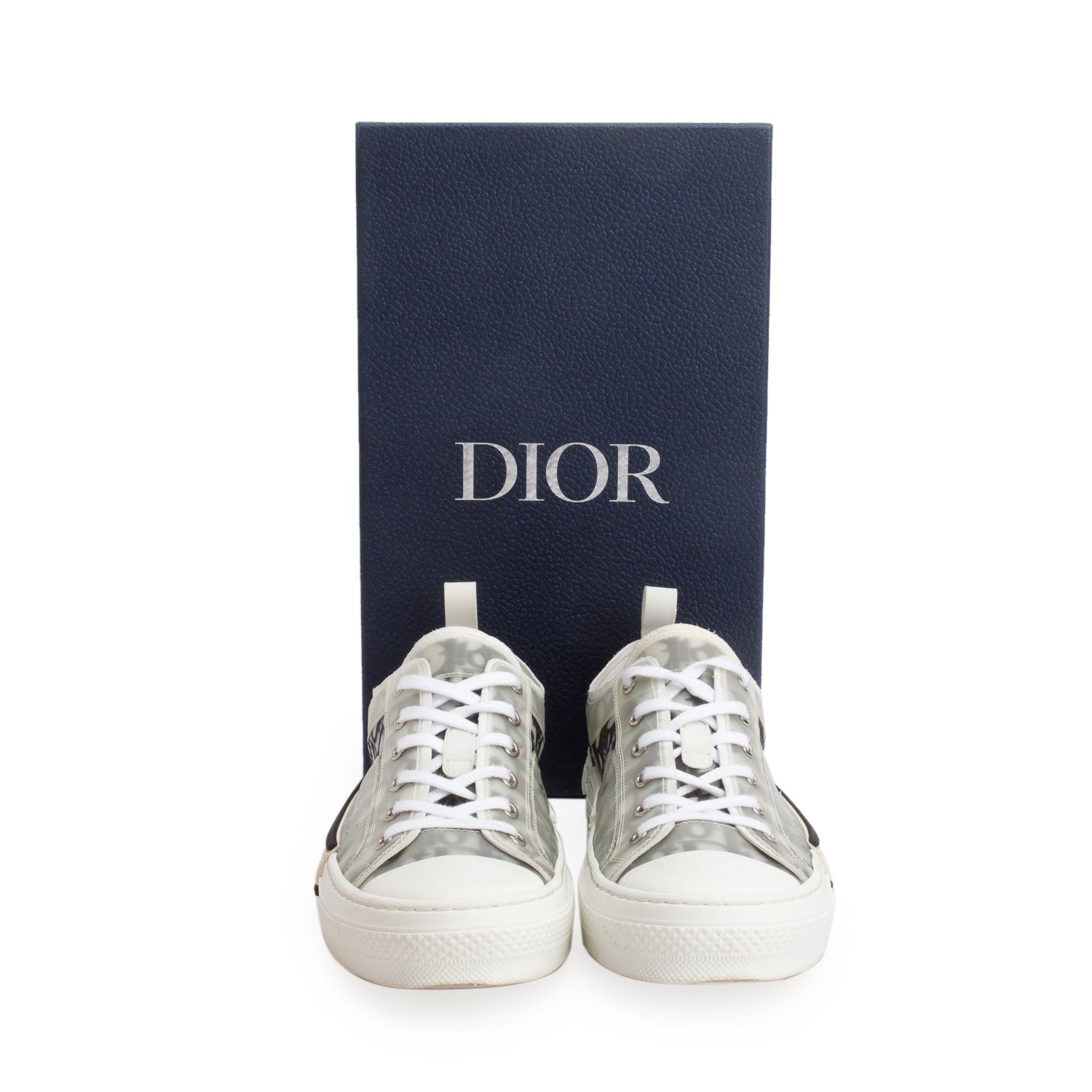 Christian Dior Black/White Oblique Transparent Canvas B23 Low Sneakers, Men's Size 43 w/ Box