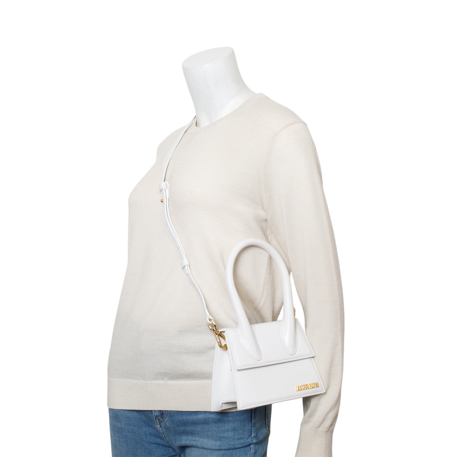 Jacquemus White Smooth Calfskin Le Chiquito Moyen w/ Box & Strap
