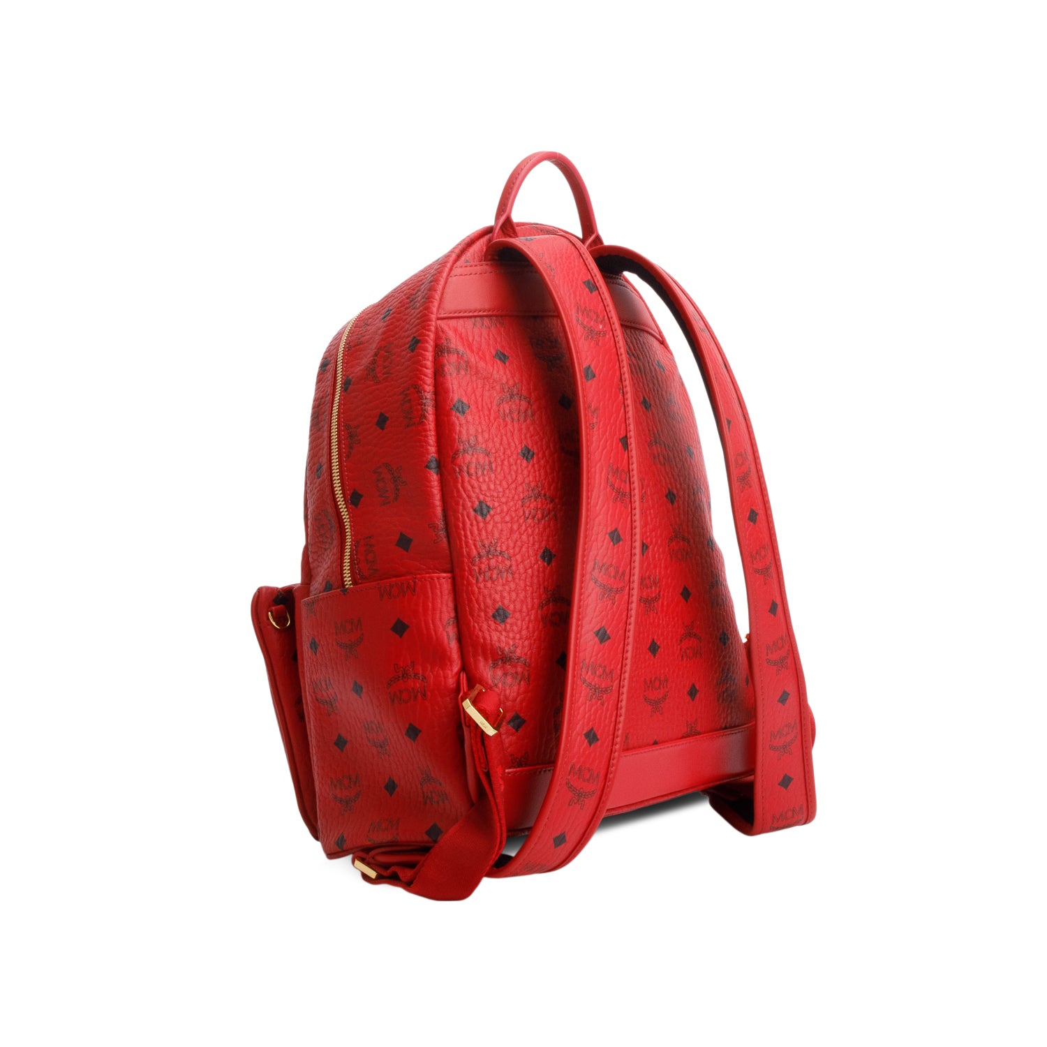 MCM Red Visetos Medium Stark Backpack