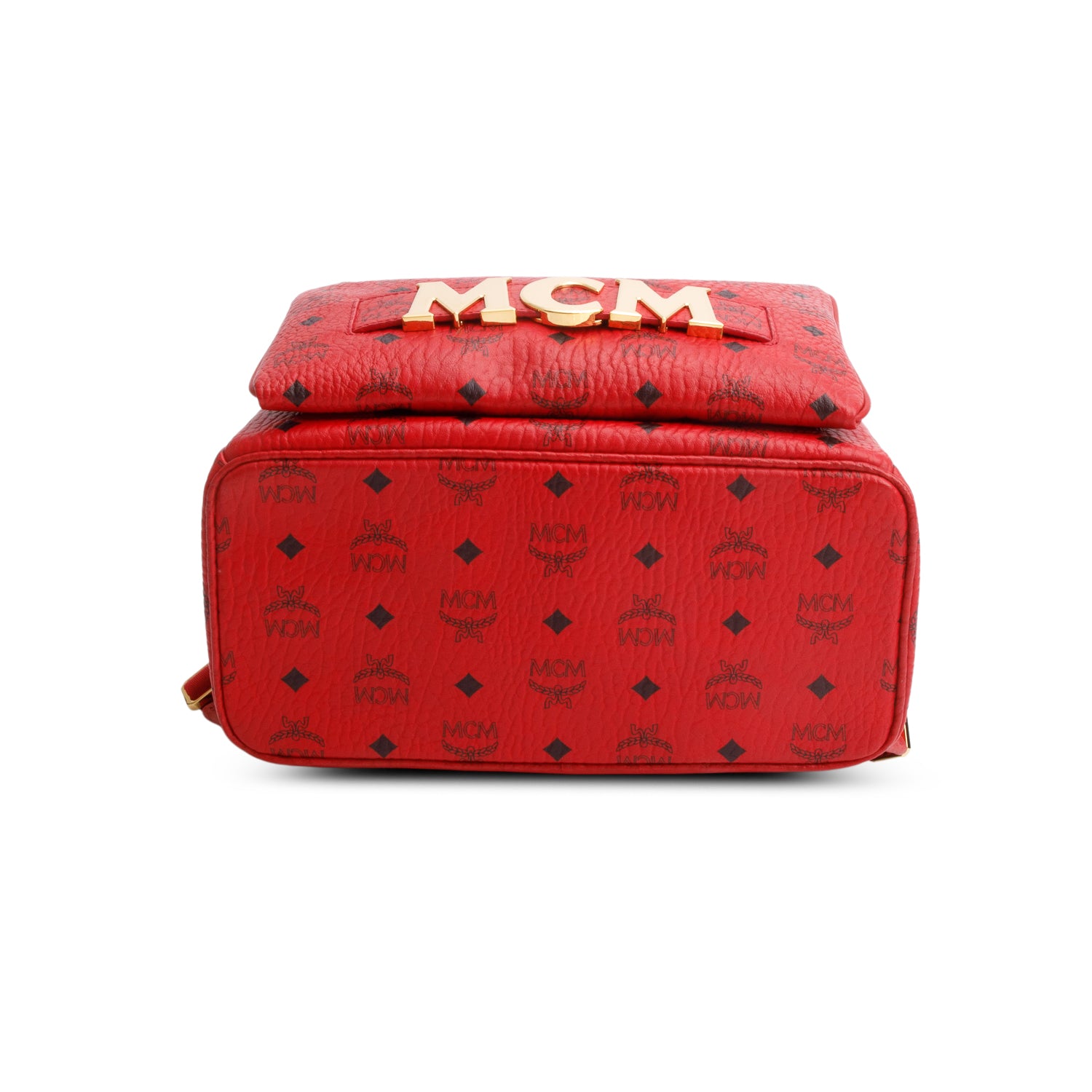MCM Red Visetos Medium Stark Backpack
