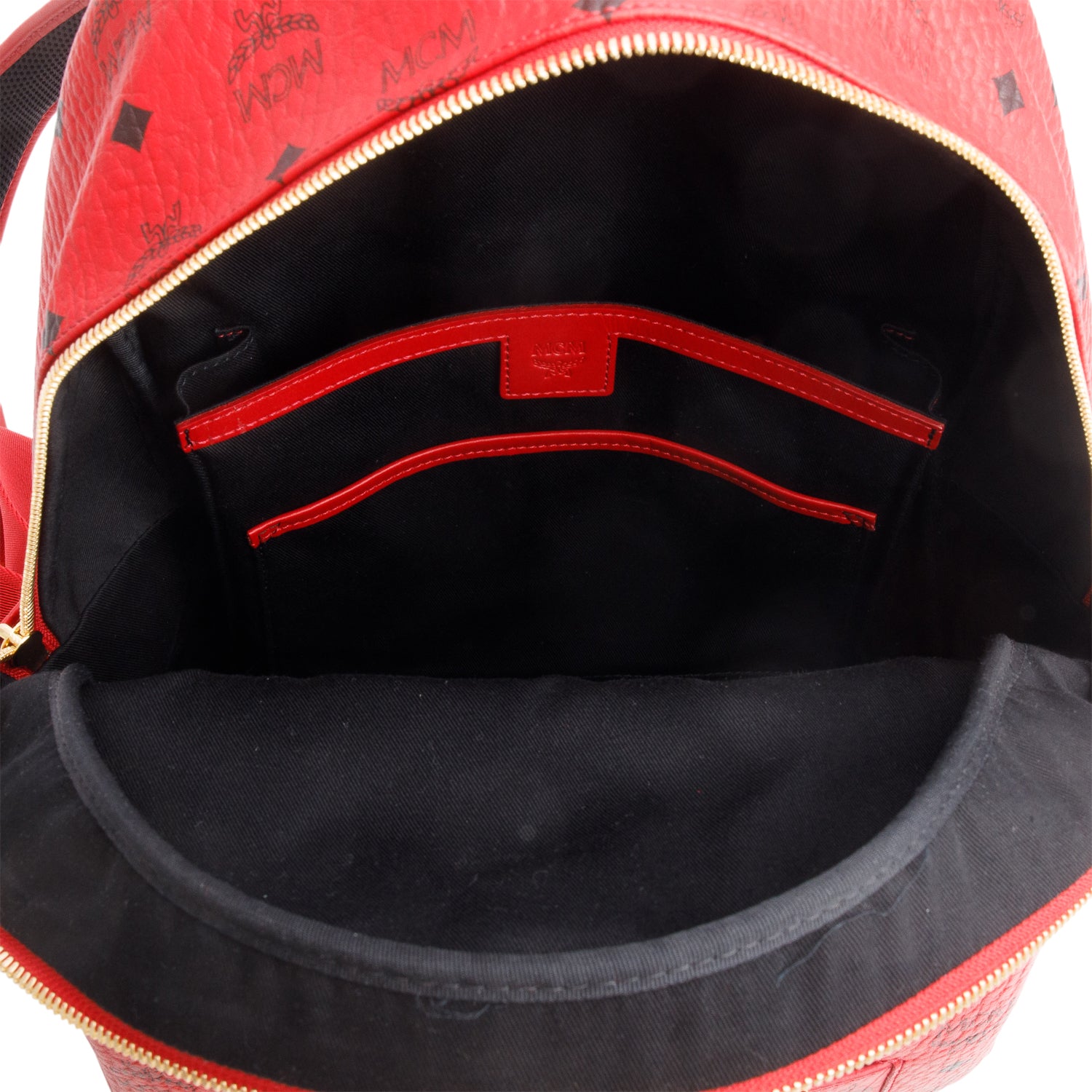 MCM Red Visetos Medium Stark Backpack