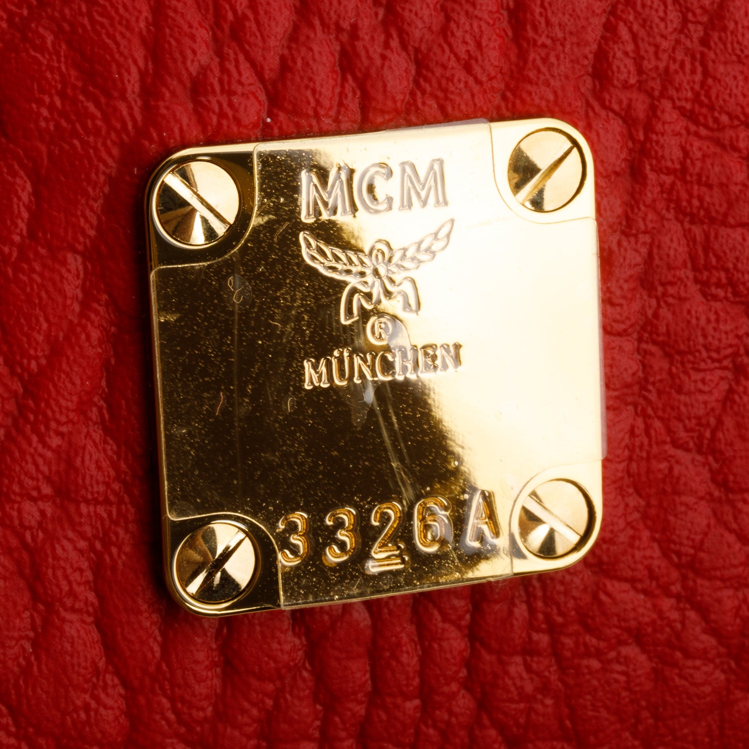 MCM Red Visetos Medium Stark Backpack