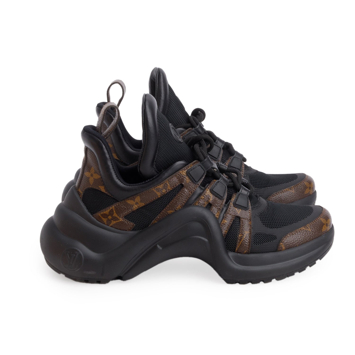 Louis Vuitton Monogram Trim Black LV Archlight Sneakers, Size 38 w/ Box