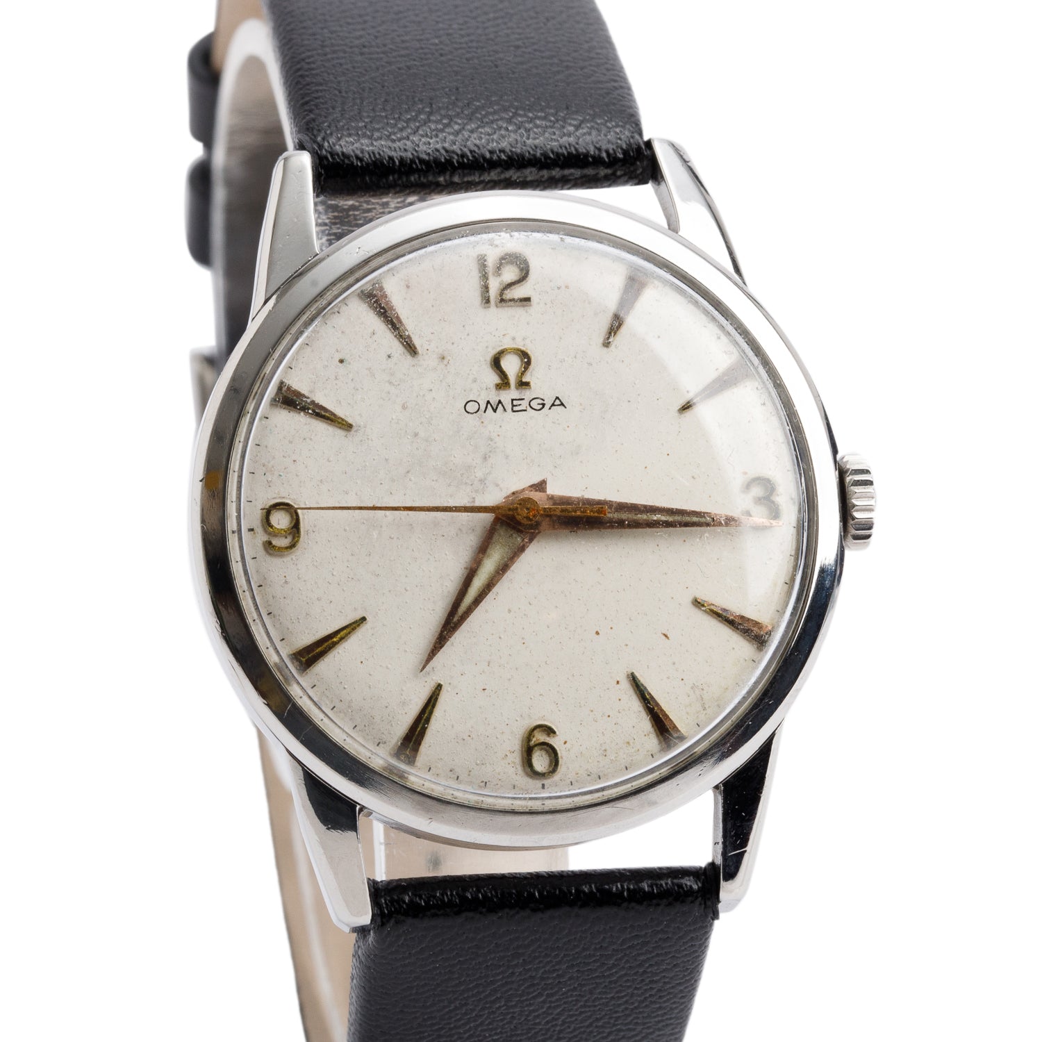 Omega Vintage Stainless Steel 34 MM Manual Wind Watch White Dial