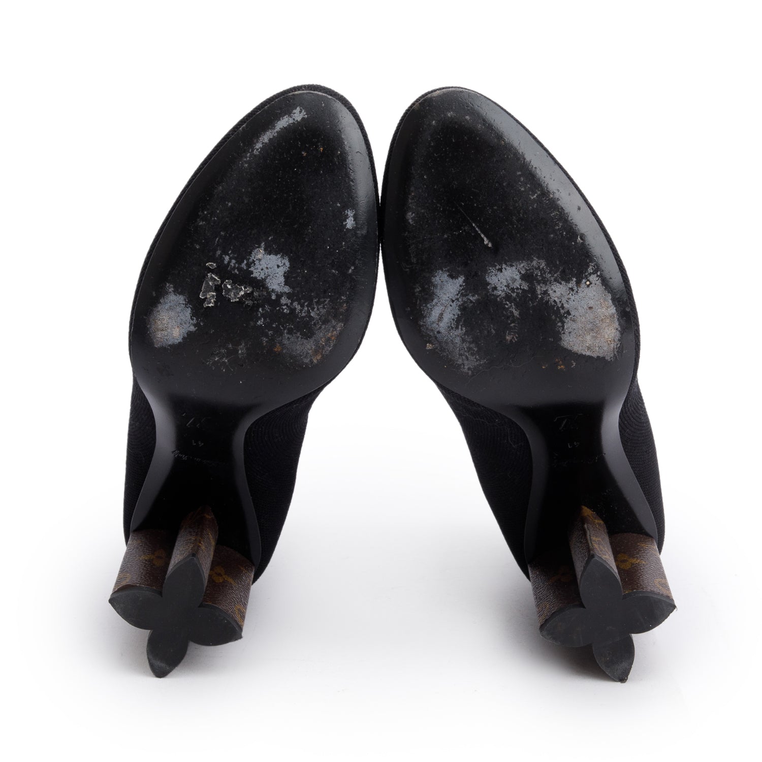 Louis Vuitton Black Stretch Textile and Monogram Silhouette Ankle Boots, Size 41