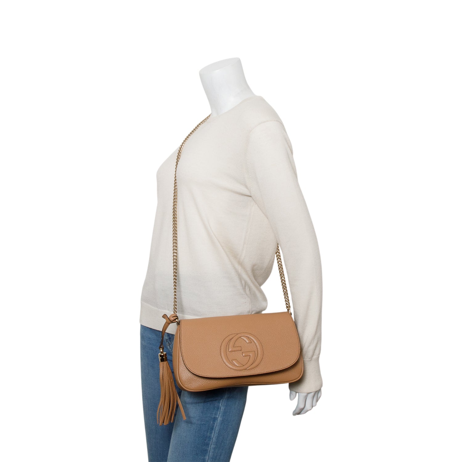 Gucci Brown Leather Medium Soho Chain Crossbody Bag