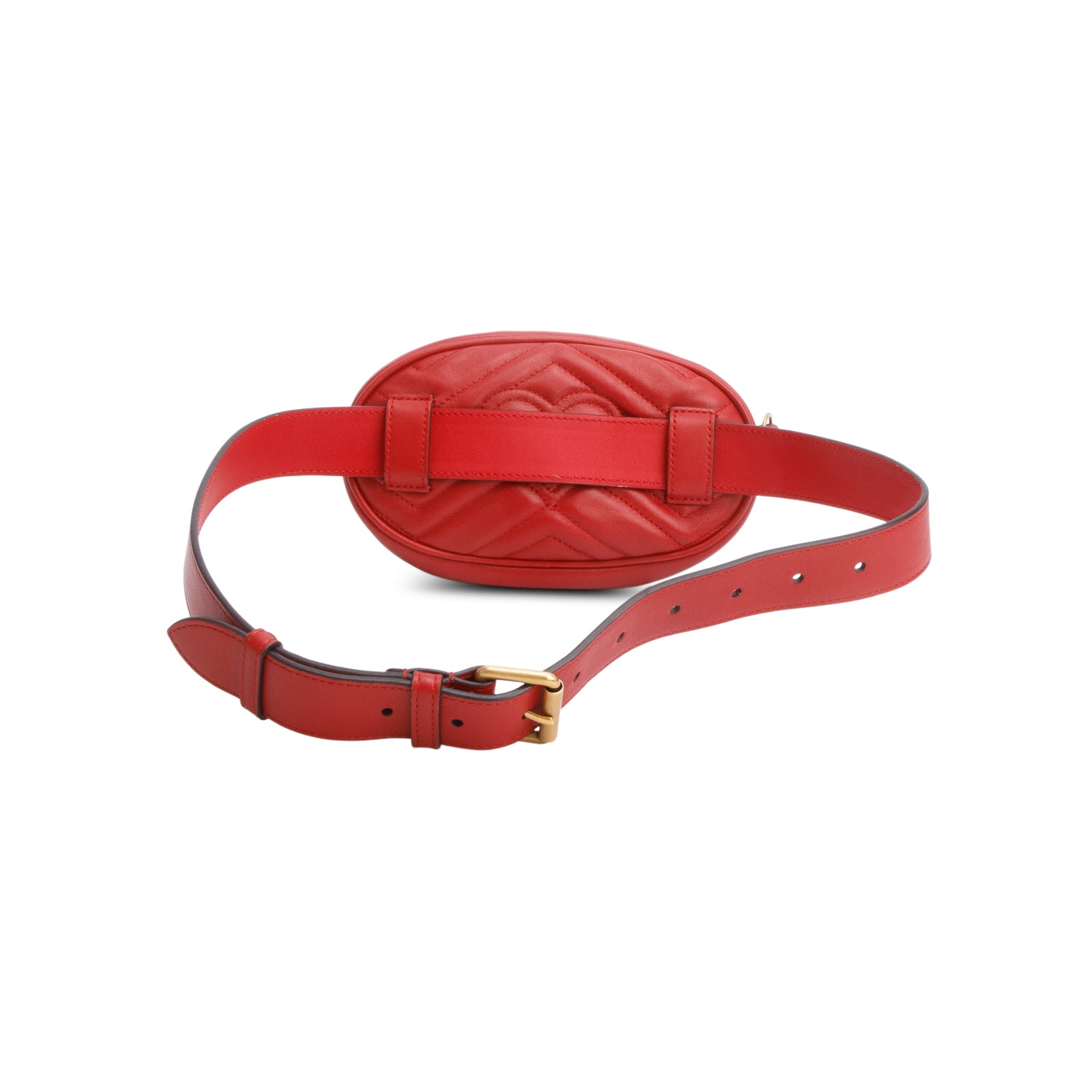 Gucci Red GG Marmont Matelasse Leather Belt Bag, Size 75
