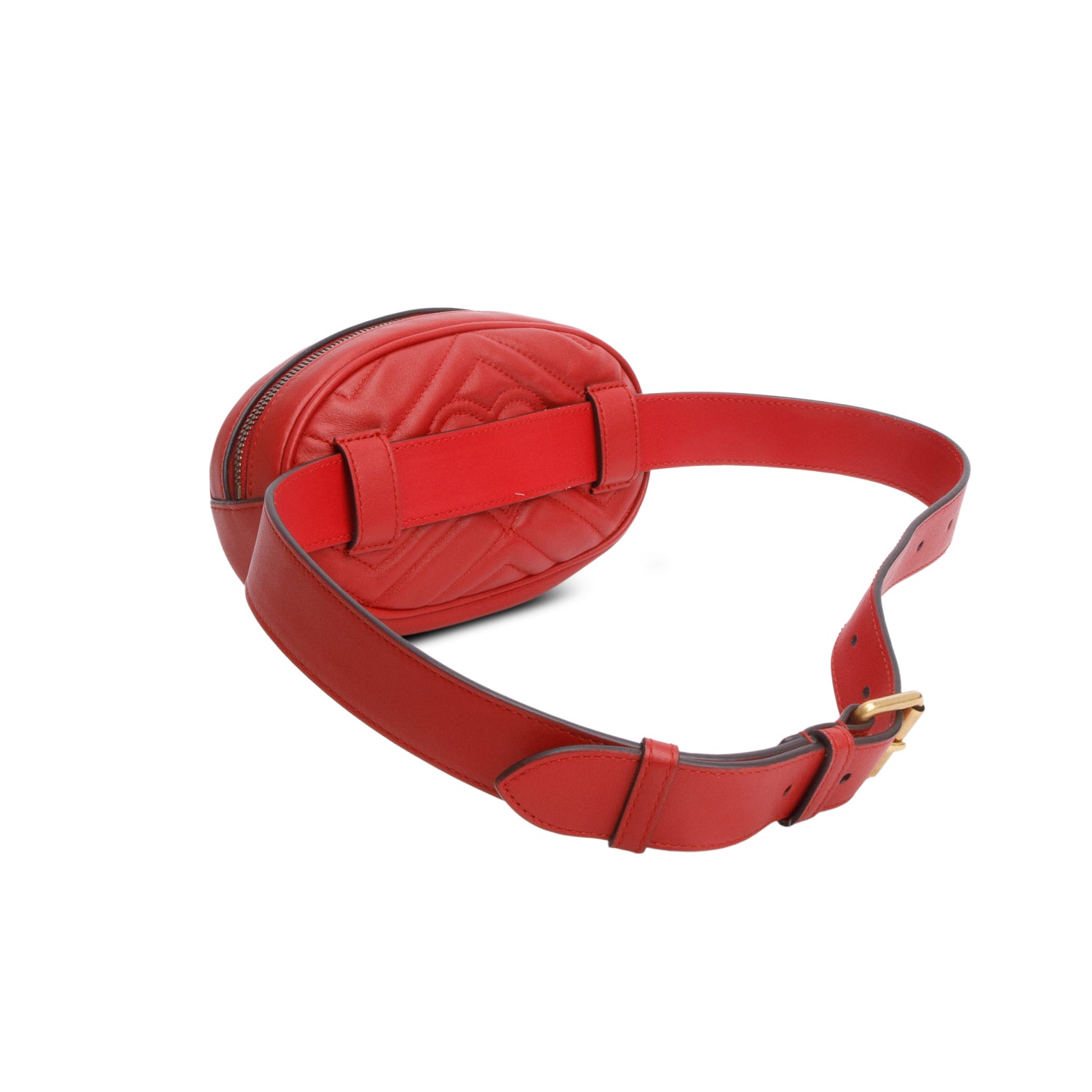 Gucci Red GG Marmont Matelasse Leather Belt Bag, Size 75