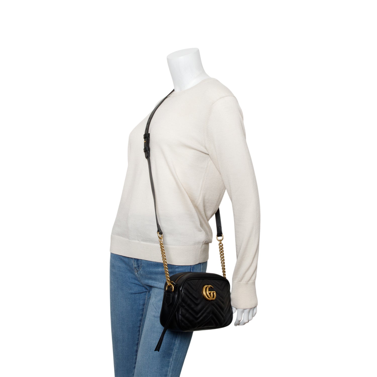 Gucci Black GG Marmont Matelasse Small Camera Bag