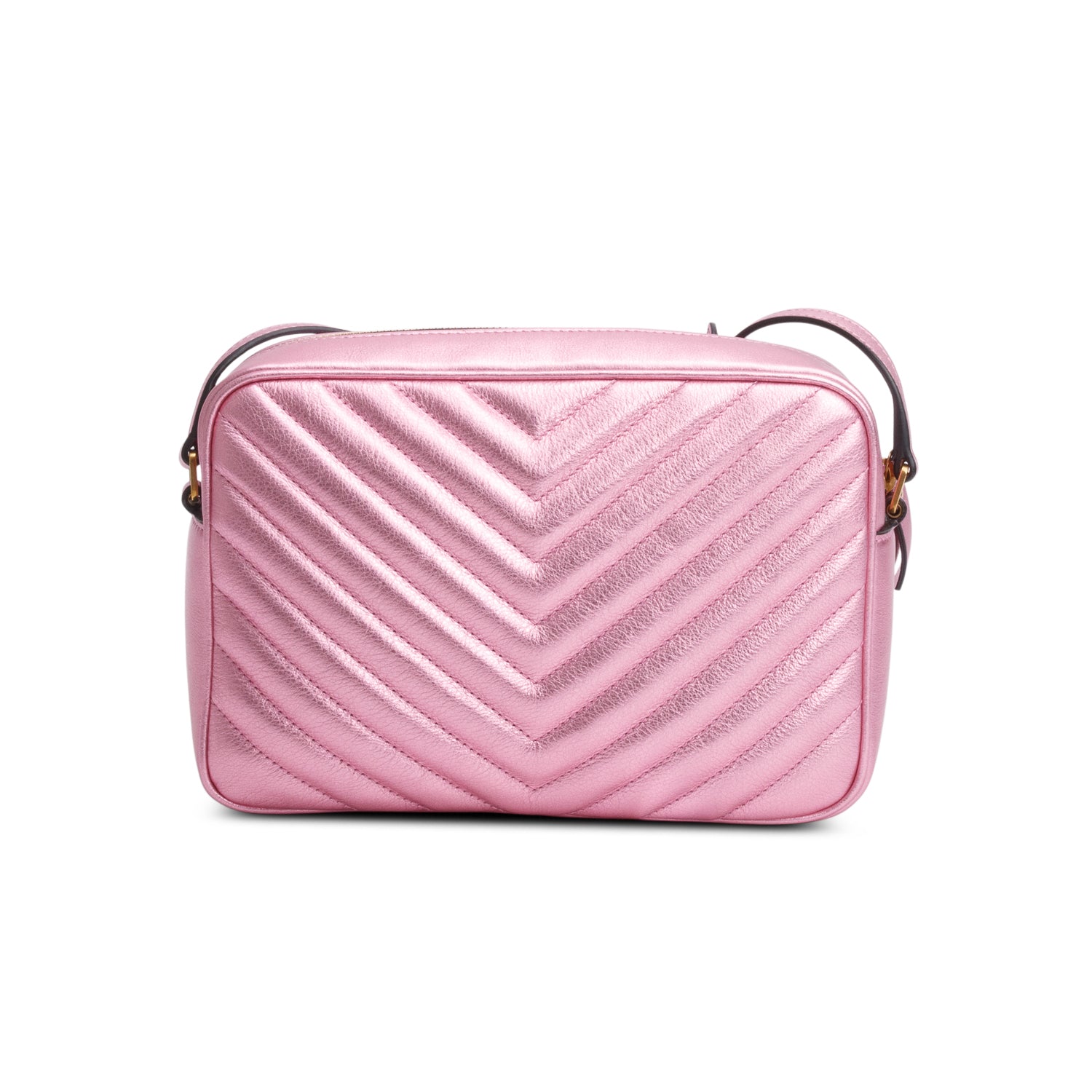Saint Laurent Metallic Pink Quilted Leather Lou Camera Bag