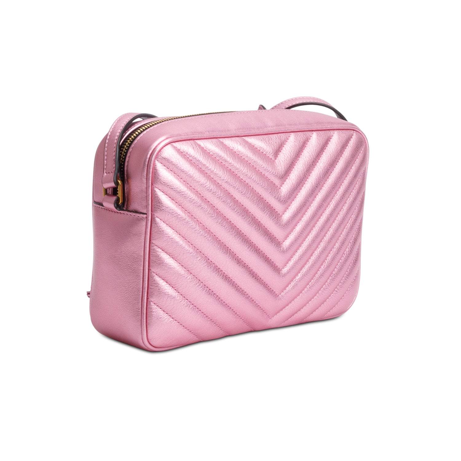 Saint Laurent Metallic Pink Quilted Leather Lou Camera Bag