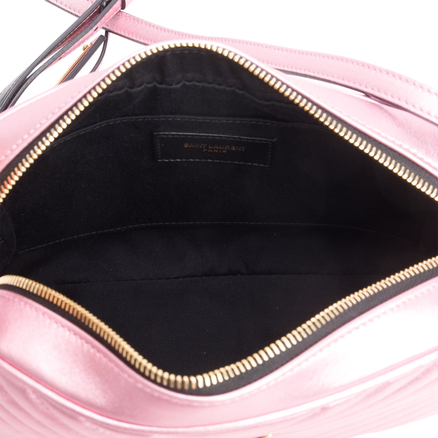 Saint Laurent Metallic Pink Quilted Leather Lou Camera Bag