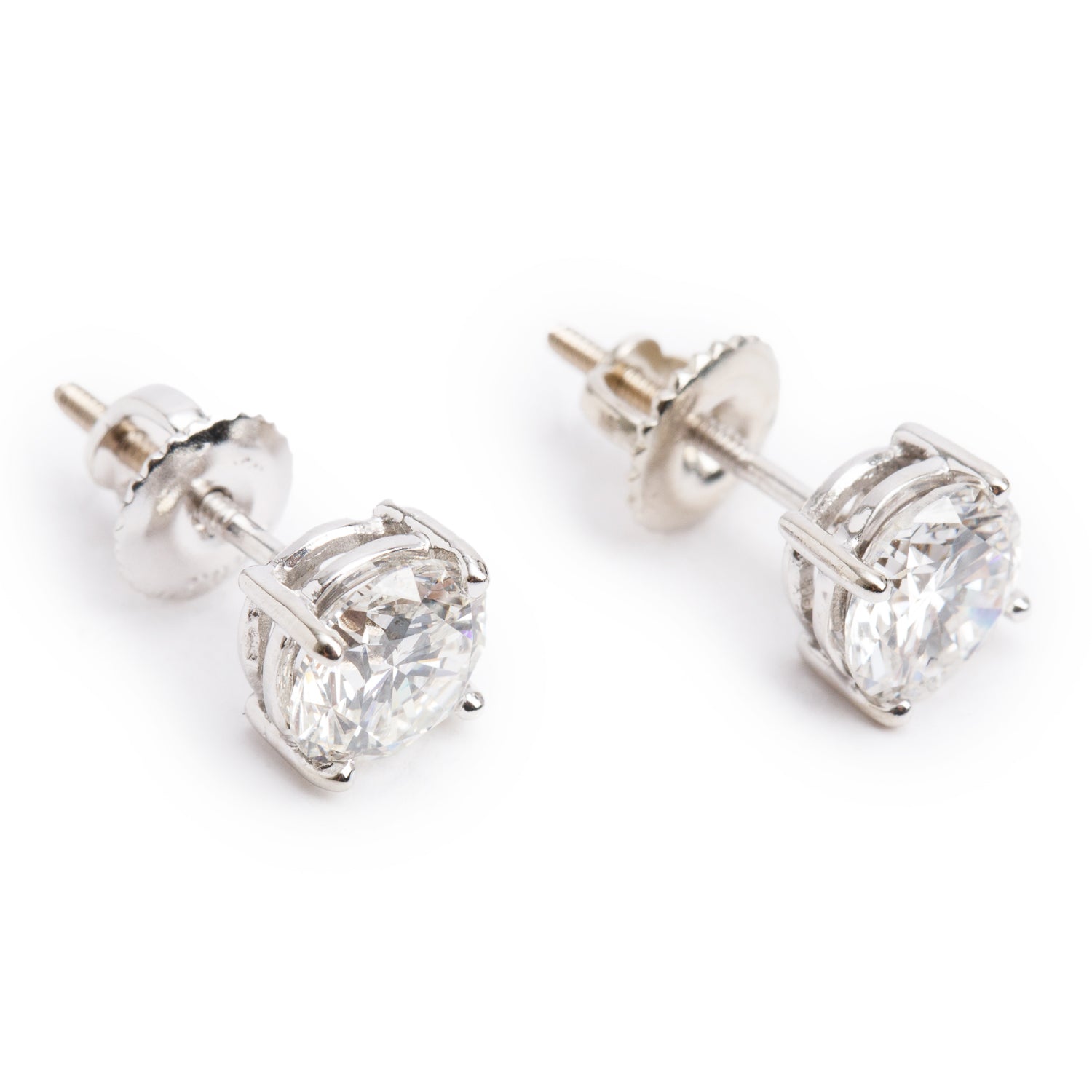 14k White Gold 1.93 tcw. Diamond Stud Earrings