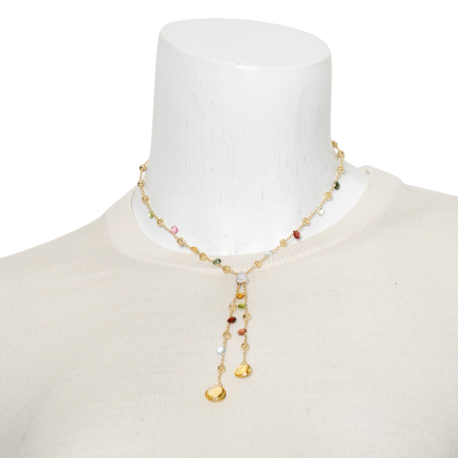 Marco Bicego 18k Yellow Gold Multi-Stone and Diamond Lariat Necklace