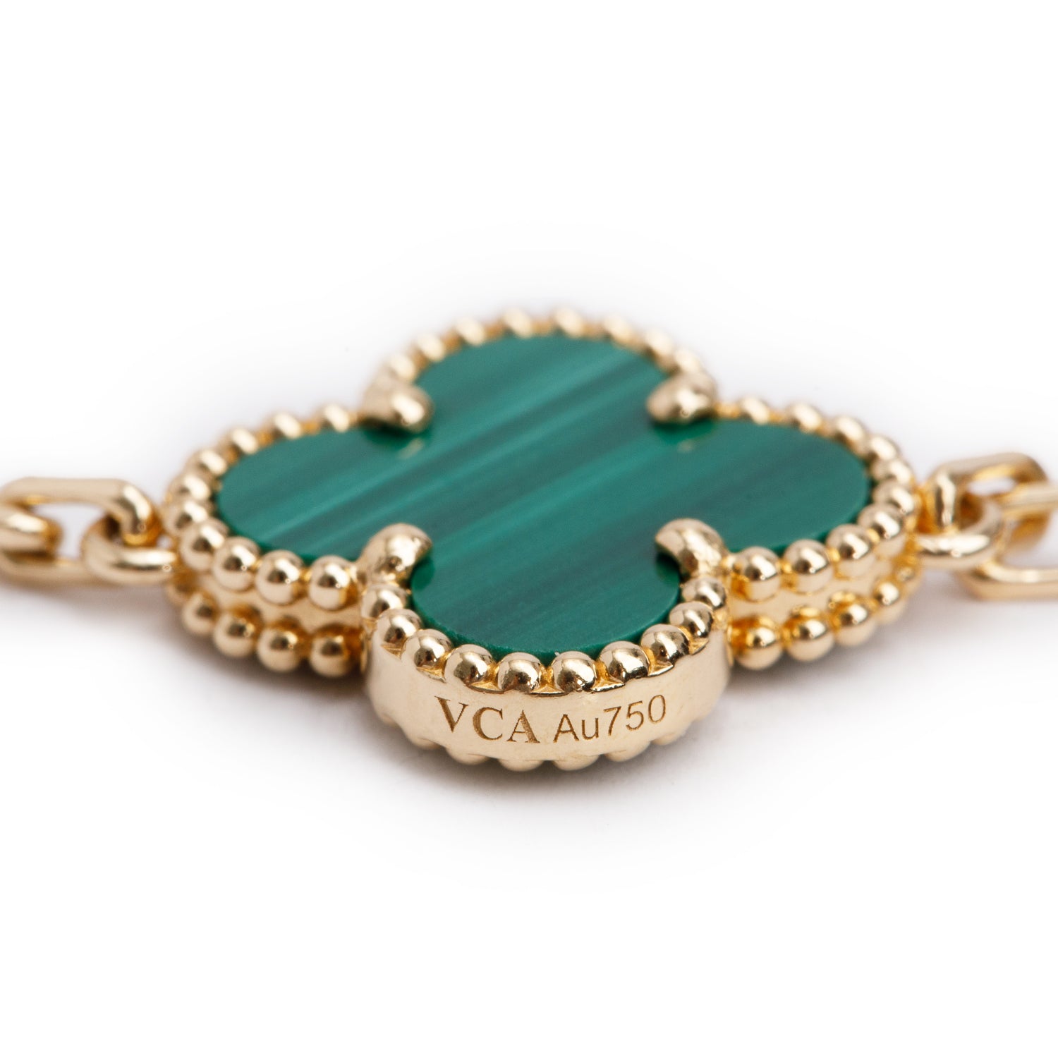 Van Cleef & Arpels 2020 18k Yellow Gold Vintage 5 Motif Malachite Bracelet w/ Box & Certificate