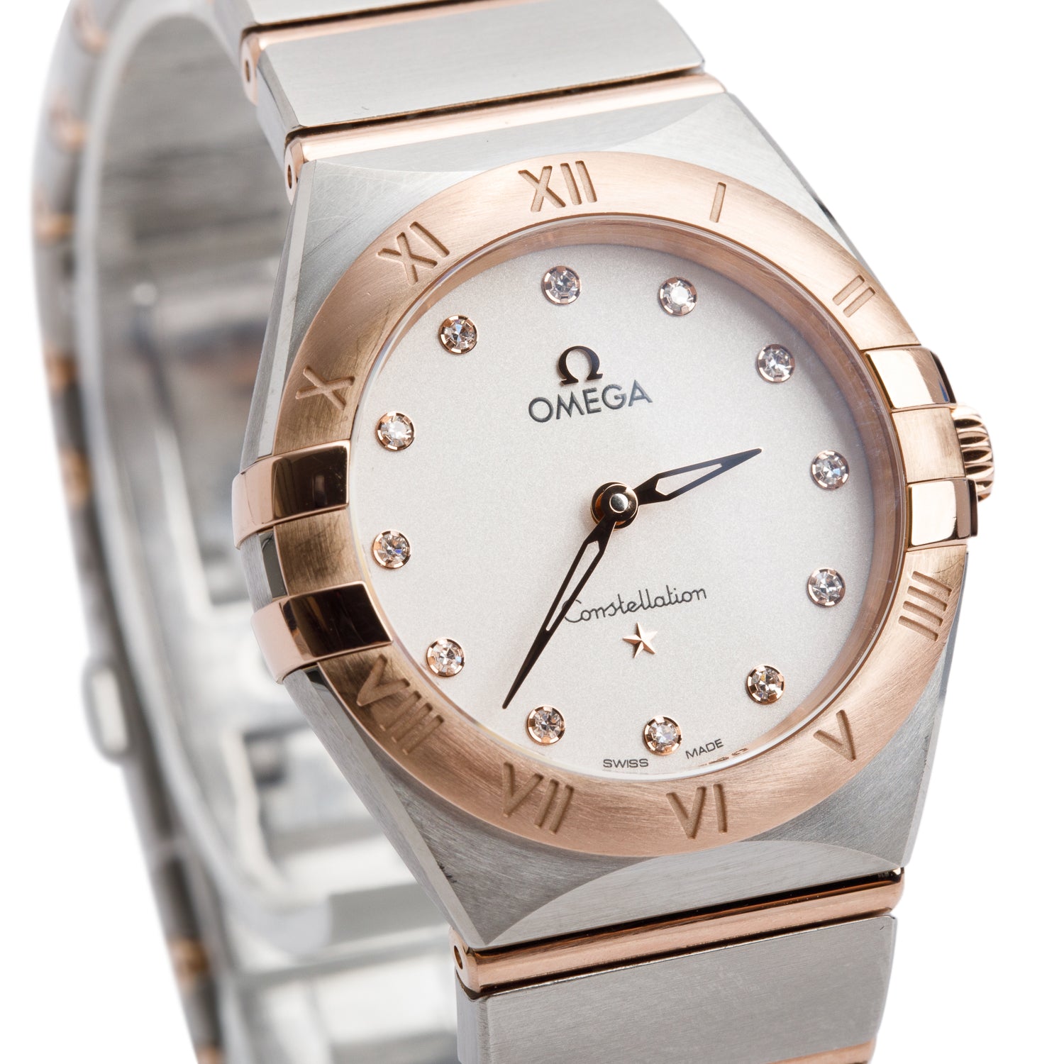 Omega 2024 Stainless Steel & 18k Rose Gold Constellation 28 MM Watch White Diamond Dial w/ Papers
