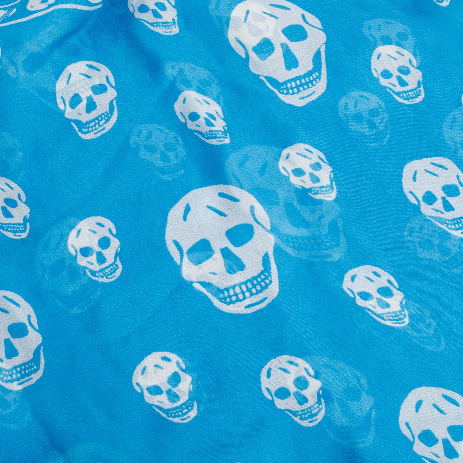 Alexander McQueen Blue/White Skull Printed Silk Scarf