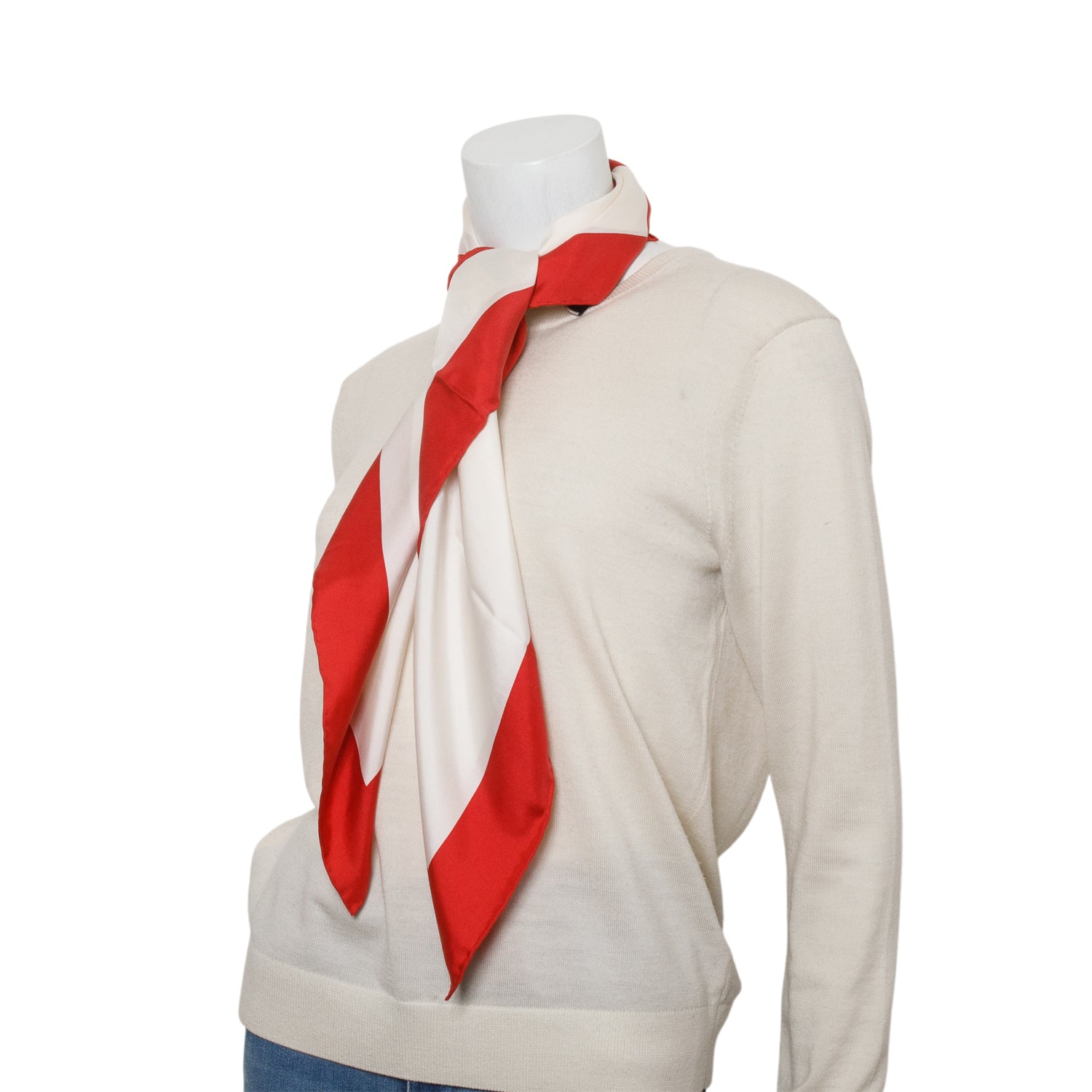 Gucci White/Red Coco Capitan Logo Silk Scarf 90 w/ Box
