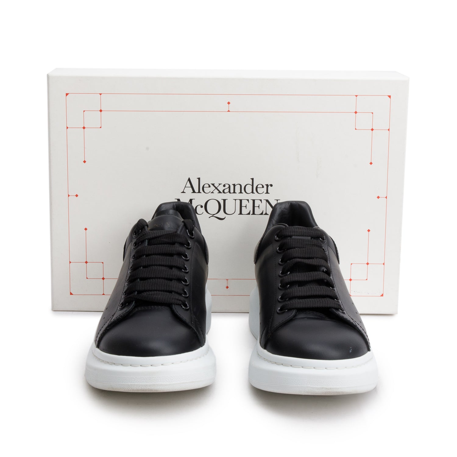 Alexander McQueen Black Calfskin Leather Larry Sneakers, Size 42 w/ Box