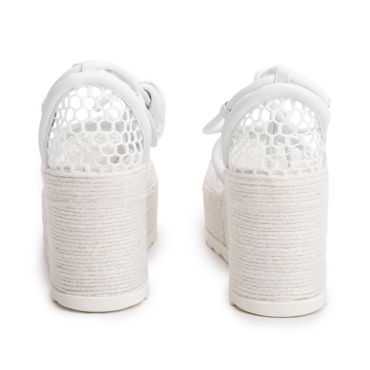 Bottega Veneta White Mesh Lambskin Sporty Web Stretch Ankle Tie Espadrilles, Size 36