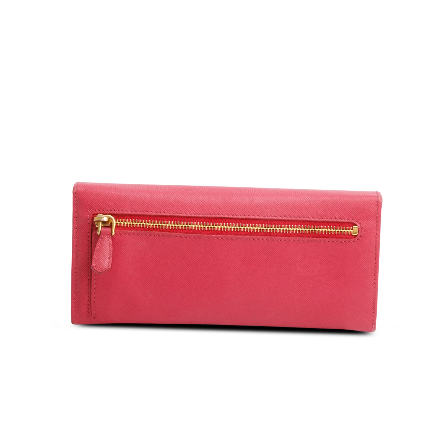 Prada Pink Saffiano Lux Leather Bow Continental Wallet