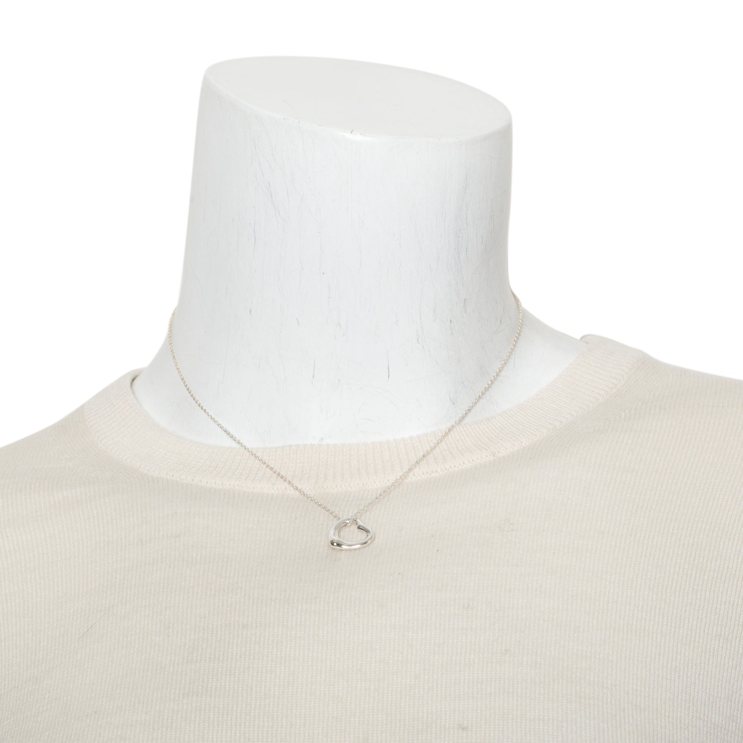 Tiffany & Co. Elsa Peretti Sterling Silver 16 MM Open Heart Pendant Necklace