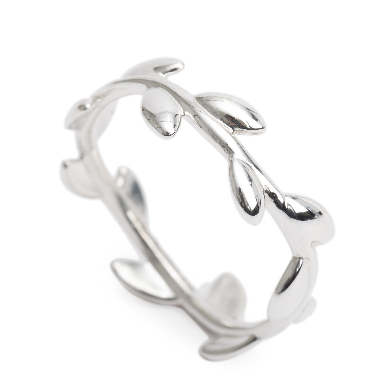 Tiffany & Co. Paloma Picasso Sterling Silver Narrow Olive Leaf Band Ring, Size 7
