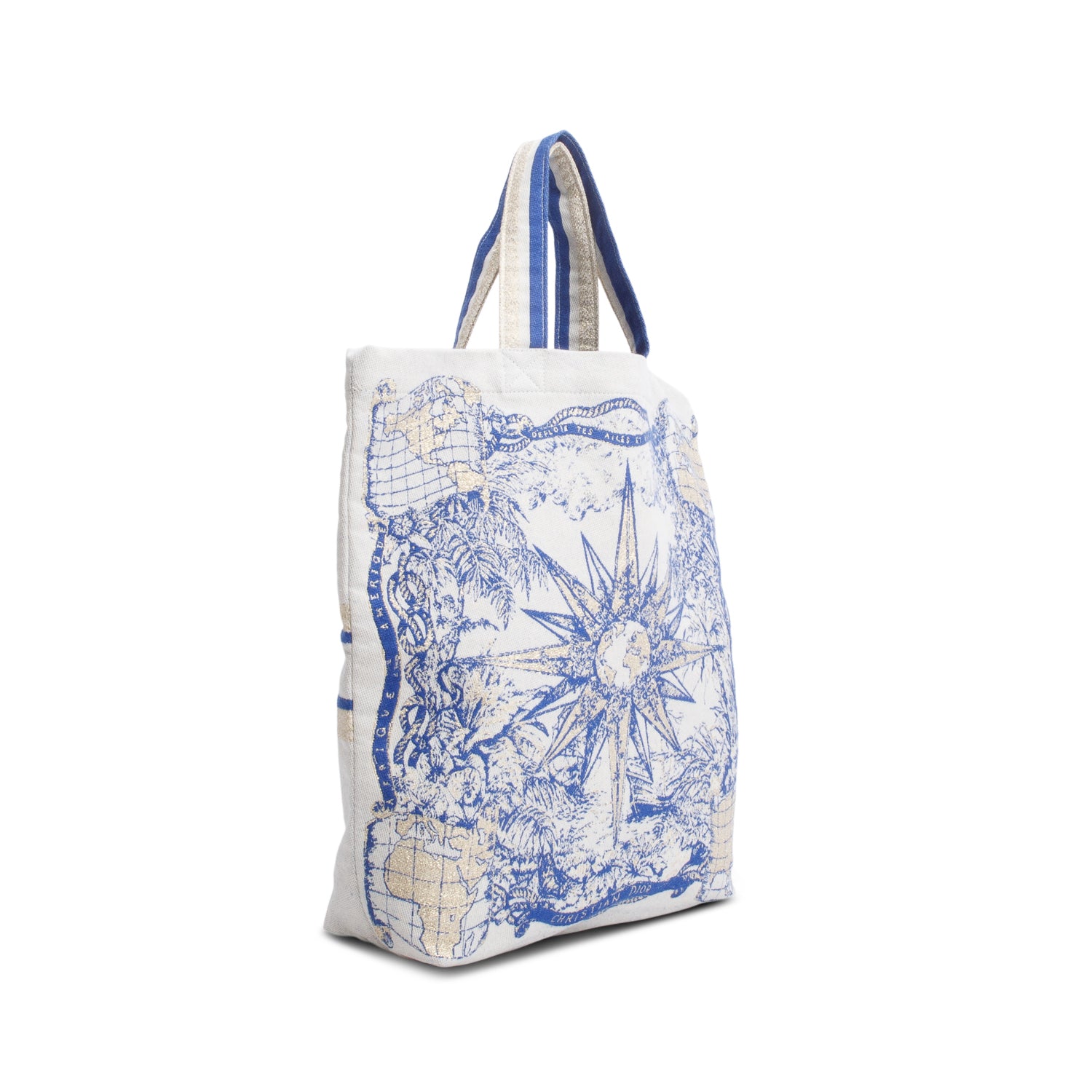 Christian Dior Beige Blue Canvas 'Dior Dream Team' Tote Bag