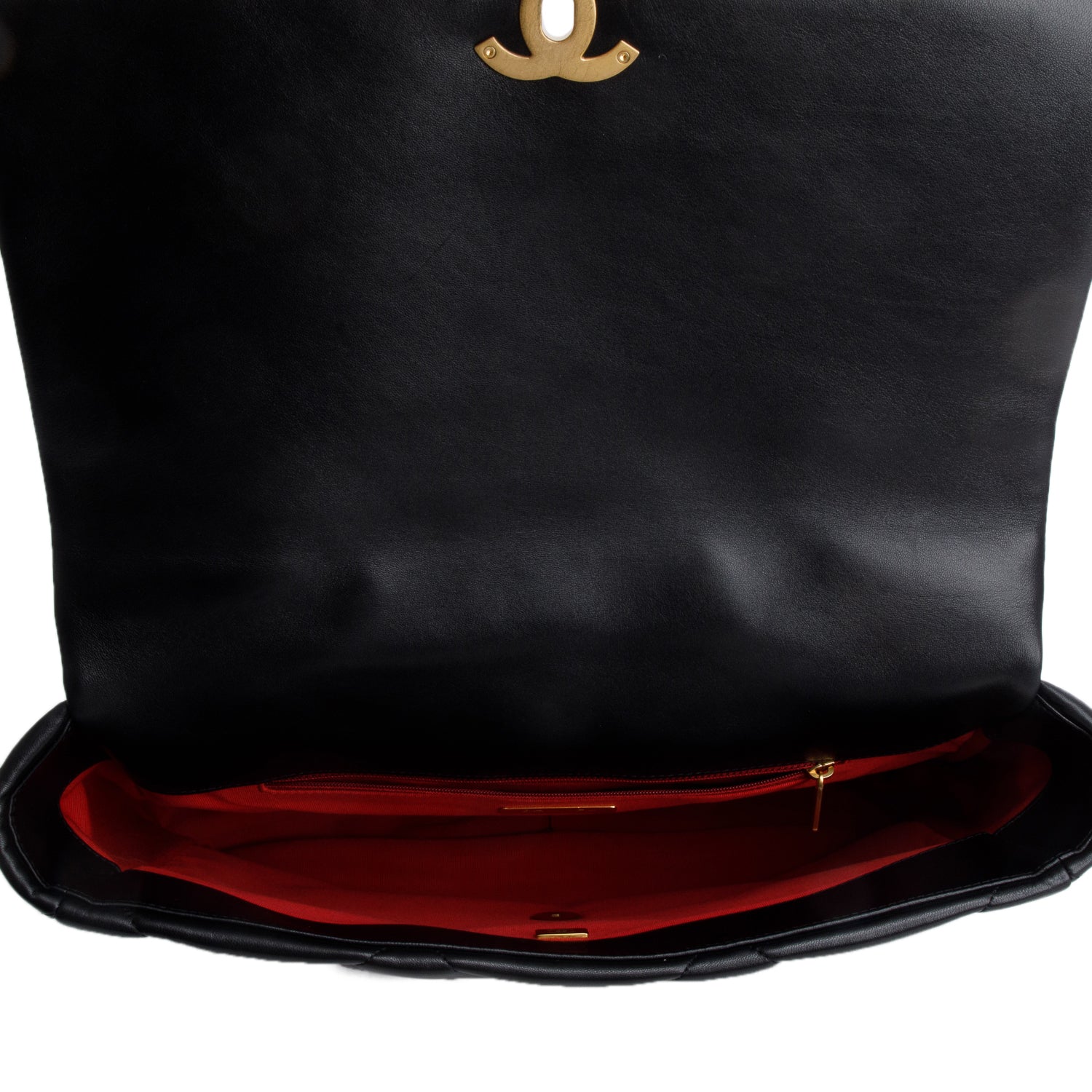 Chanel Black Lambskin Leather Maxi 19 Flap Bag