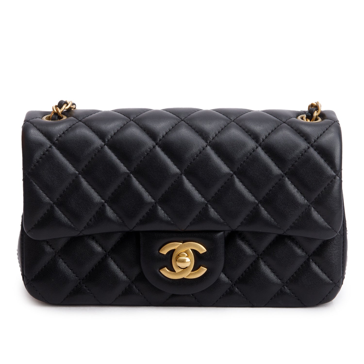 Chanel 2025 Black Quilted Lambskin Pearl Crush Mini Rectangular Flap Bag w/ Receipt
