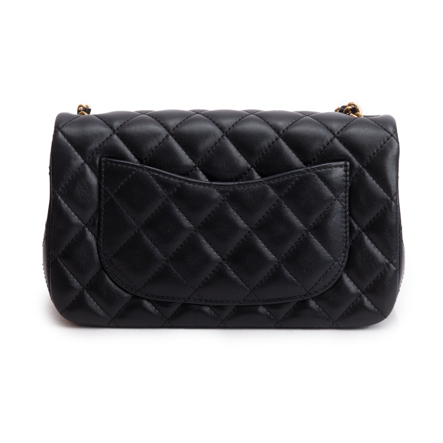 Chanel 2025 Black Quilted Lambskin Pearl Crush Mini Rectangular Flap Bag w/ Receipt