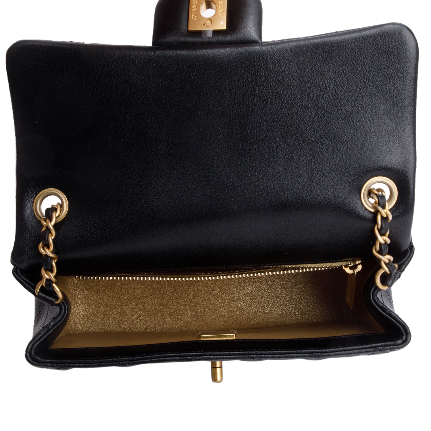 Chanel 2025 Black Quilted Lambskin Pearl Crush Mini Rectangular Flap Bag w/ Receipt