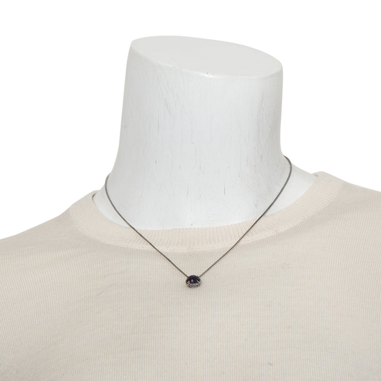 David Yurman Sterling Silver 8 MM Black Orchid Chatelaine Pendant Necklace