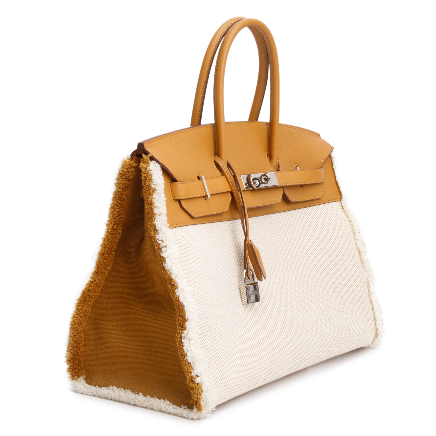 Hermes 2021 Limited Edition Sesame Swift And Ecru Toile H Fray Fray Birkin 35