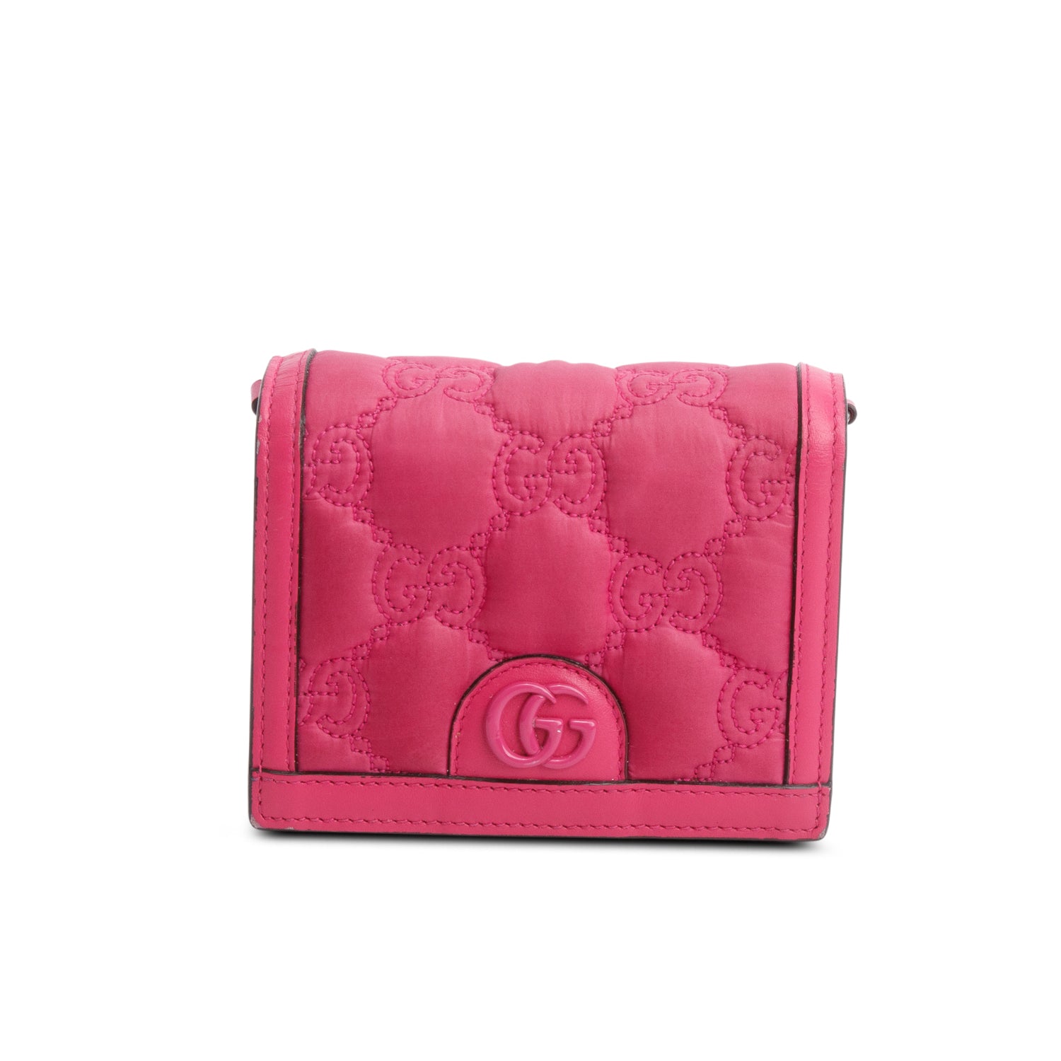Gucci Pink Nylon Calfskin Enamel GG Matelasse Mini Bag w/ Strap