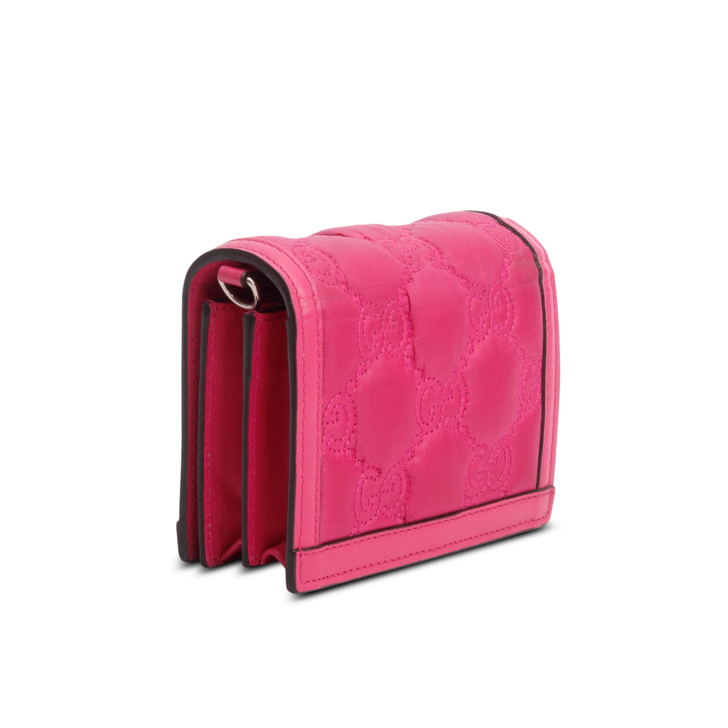 Gucci Pink Nylon Calfskin Enamel GG Matelasse Mini Bag w/ Strap