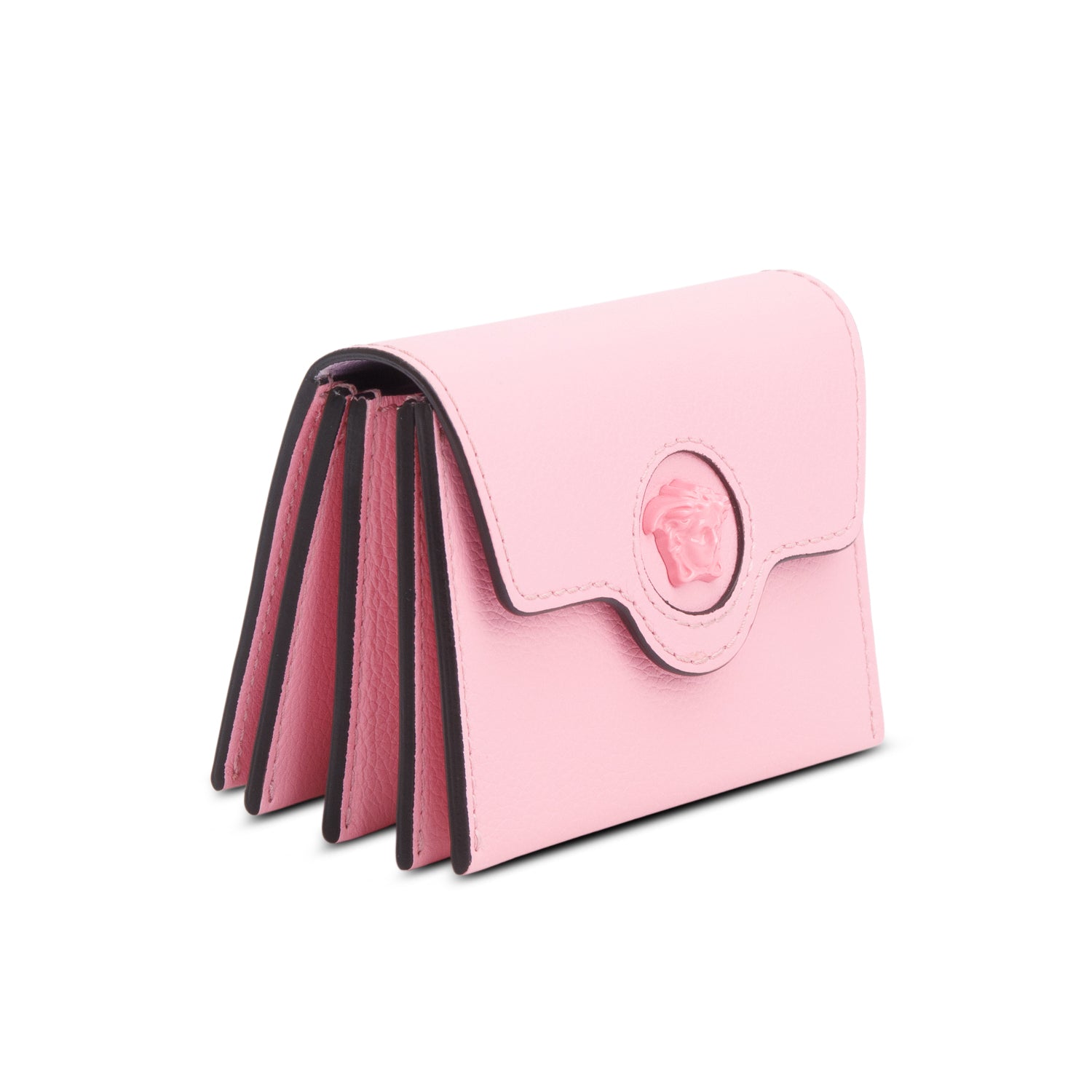 Versace Pink Leather La Medusa Accordion Card Case w/ Box