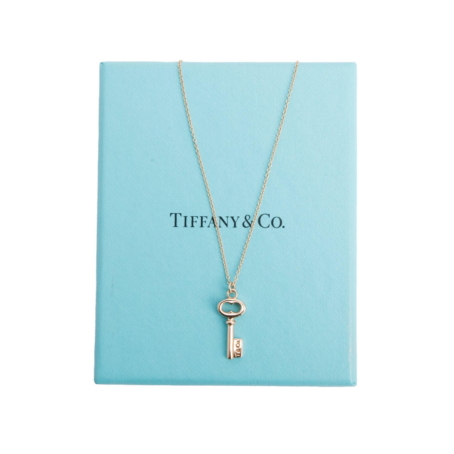 Tiffany & Co. 18k Rose Gold Mini Oval Key Pendant Necklace w/ Box