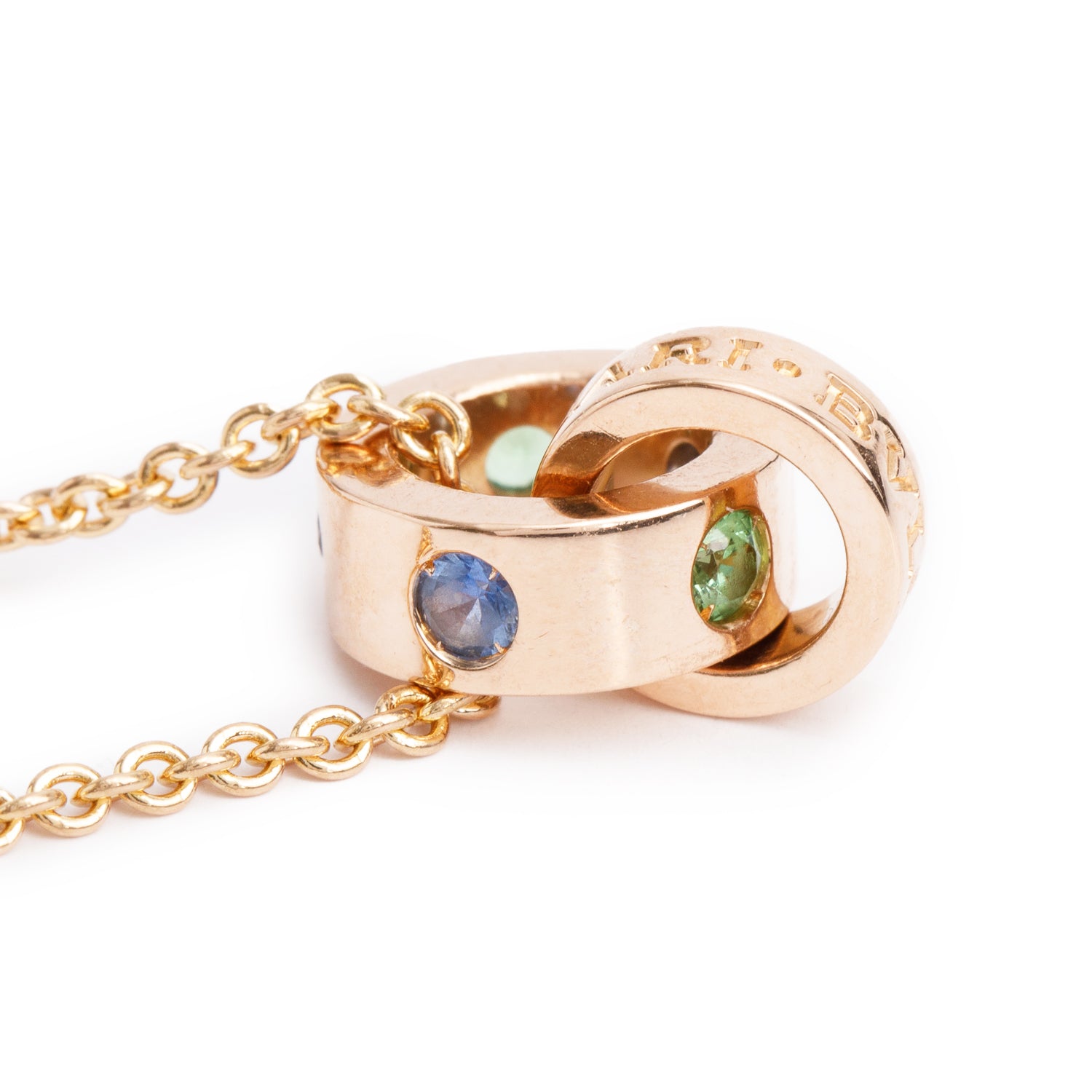 BVLGARI BVLGARI 18k Rose Gold Sapphire & Tsavorite Sorbet Pendant Necklace