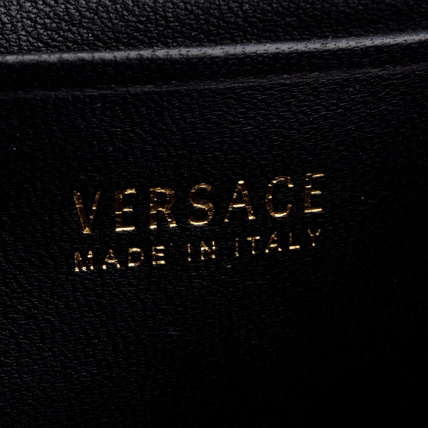 Versace Black Patent Leather Safety Pin Embellished Wallet on Chain