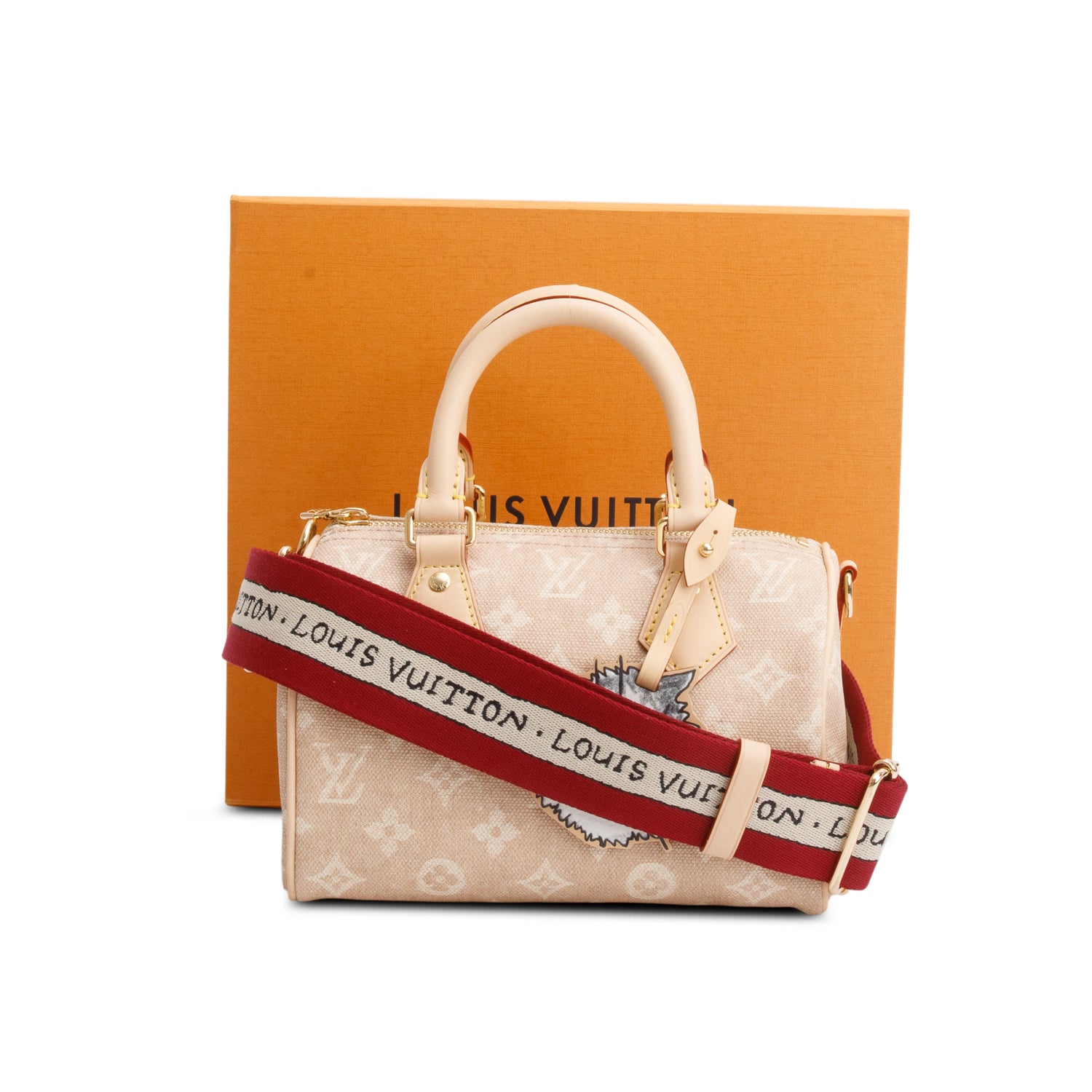 Louis Vuitton Beige Monogram Speedy Bandouliere 20 w/ Box & Strap